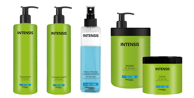Intensis Moisture, to seria profesjonalnych produktów do pielęgnacji przeznaczona do włosów suchych, łamliwych oraz z rozdwajającymi się końcówkami. Gwarantuje prawidłowe nawilżenie i sprawia, że włosy szorstkie w dotyku stają się elastyczne i sprężyste.
