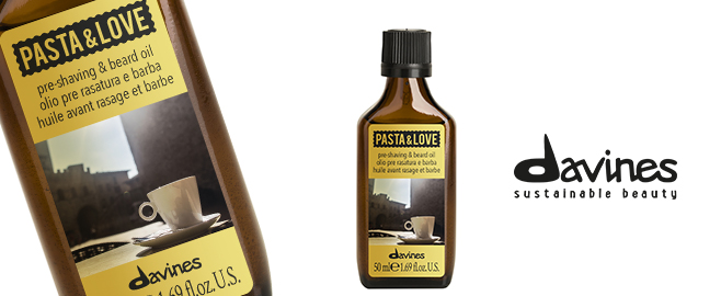 Davines Pasta & Love Pre-Shaving & Beard Oil Olejek do brody przygotowuje brodę do golenia pielęgnuje skórę twarzy, nadając miękkość i odżywiając ją zawiera ekstrakt z miechunki o działaniu łagodzącym oraz mieszankę olejków jojoba i migdałowego pojemność i cena: 50 ml – 90 zł