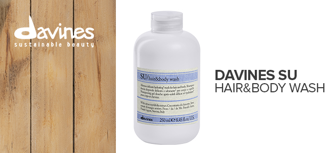 Davines SU Hair&Body Wash Nawilżający włosy i ciało żel do mycia po opalaniu  Zapewnia włosom nawilżenie i ochronę, pomaga wydłużyć efekty opalenizny Sprawia, że włosy są jedwabiste i miękkie, bez obciążania Pojemność: 75 ml, 250 ml