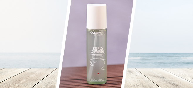 Dobrą rekomendacją do stosowania w domu jest Goldwell Rich Repair serum 6 efektów, które w swoim składzie ma 18-MEA, czyli kwas tłuszczowy odpowiedzialny za utrzymywanie wilgotności włosa. Jeśli chcesz uzyskać efekt tzw. beach waves, ale nie chcesz uszkodzić włosów, idealnym rozwiązaniem jest Goldwell StyleSign Curls & Waves surf oil – olejek z solą. Sól nadaje strukturę, a olejek chroni włosy przed jej niepożądanym działaniem.