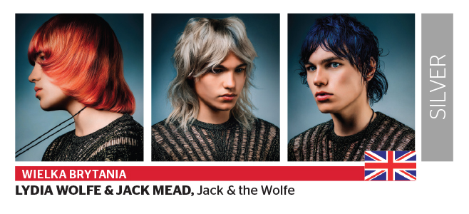 Kategoria Men’s Hairstylist Of The Year GOLD: RENAT MURZAHALEIEV, HDRM Salon, Ukraina SILVER: LYDIA WOLFE & JACK MEAD, Jack & the Wolfe, Wielka Brytania BRONZE: RUSTAM MIRASOV, Samedy, Rosja