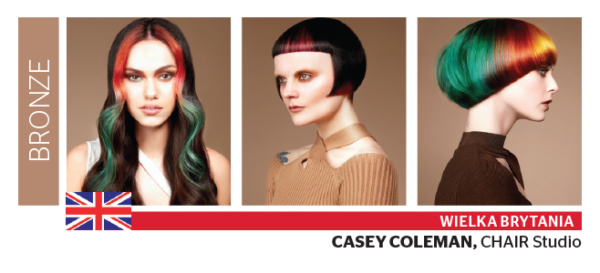 Kategoria Editorial Colorist Of The Year GOLD: SVETLANA ZAYTSEVA, Laimalux Academy, Rosja  SILVER: CARLOS ALVARES, Trademark Salon, Stany Zjednoczone BRONZE: CASEY COLEMAN, CHAIR Studio, Wielka Brytania