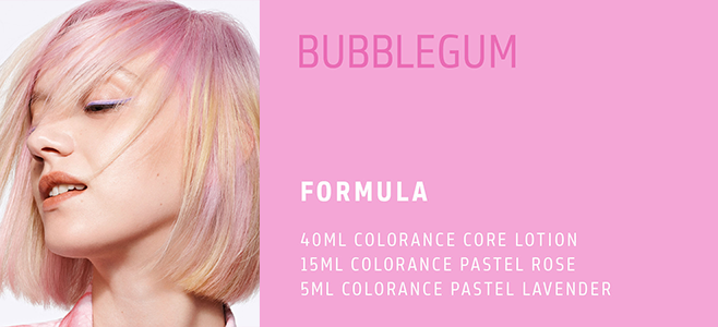 Wiosną i latem częściej decydujemy się na odważne koloryzacje, ale pamiętajmy, że guma balonowa to kolor, który możemy nosić cały rok. Efekt Bubblegum możesz stworzyć przy użyciu tonerów, możesz też podczas podstawowej koloryzacji dodać pigmentów @Pure Pigments lub sięgnąć po gotowy odcień Elumen i Elumen Play.