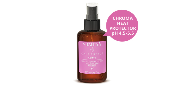CHROMA HEAT PROTECTOR pH 4,5-5,5 Serum termoochronne do włosów farbowanych bez spłukiwania. Łatwy w użyciu produkt multifunkcyjny: