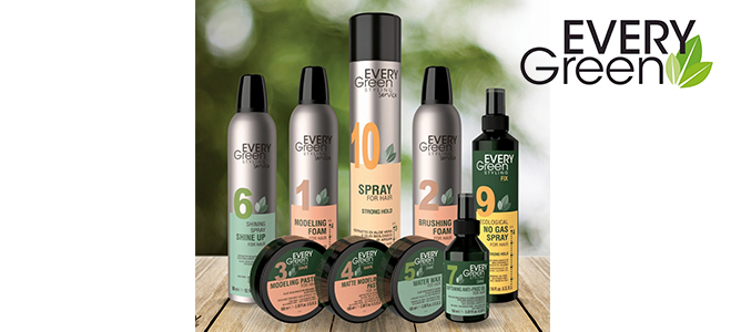 EVERYGREEN STYLIZACJA Kompletna linia produktów gwarantująca niezwykłe efekty na włosach, nadając modny akcent każdej fryzurze. Naturalne utrwalenie i wykończenie: pasty, woski, pianki, lakiery bez gazu, spraye teksturujące, nabłyszczacze.