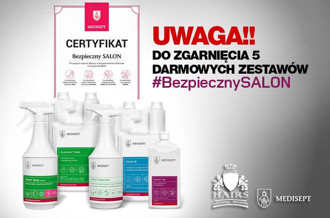 Rozdajemy zestawy BezpiecznySALON z produktami do dezynfekcji oraz materiałami   informującymi.