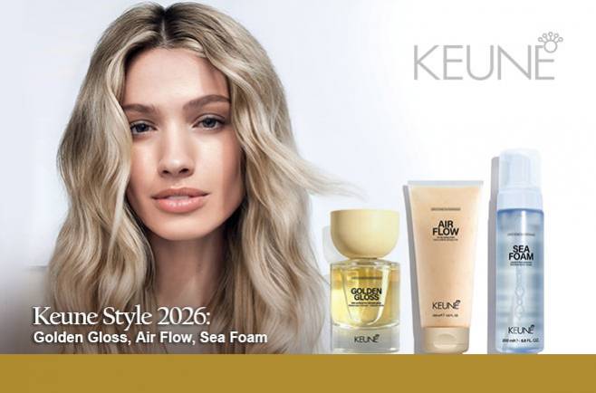 Keune Style 2026 - Golden Gloss, Air Flow, Sea Foam